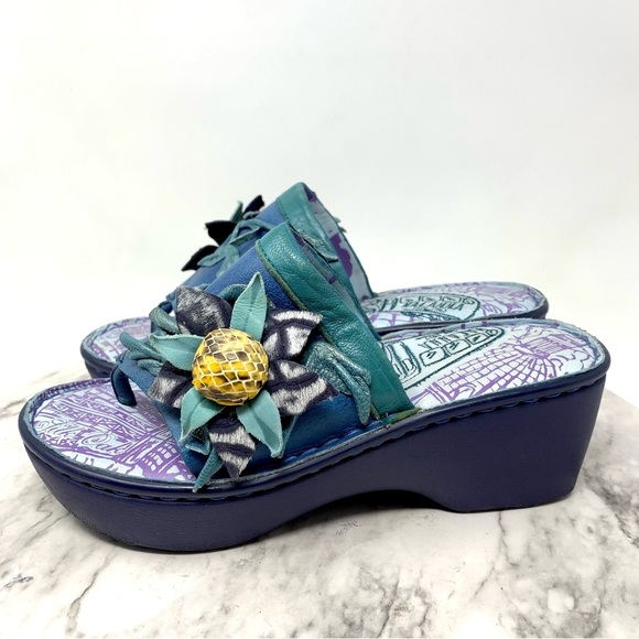 Macanna 3D Floral Mixed Media Print Leather Platform Sandals 7/37 Maximalist - Picture 3 of 16
